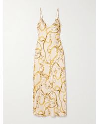 L'Agence - Seridie Printed Silk-satin Midi Dress - Lyst