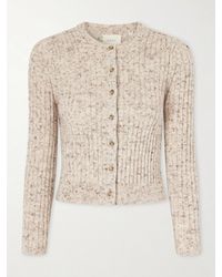 Doen - Danae Ribbed Wool And Silk-Blend Mélange Cardigan - Lyst
