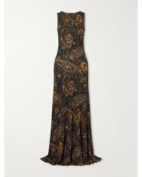 Etro - Paisley-Print Metallic Ribbed-Knit Maxi Dress - Lyst