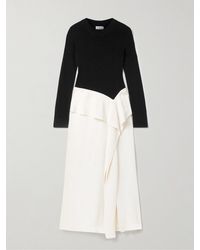 Jonathan Simkhai - Ornella Stretch-Knit And Draped Satin Midi Dress - Lyst