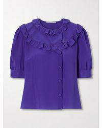 Alessandra Rich - Ruffle-Collar Silk Organza Shirt - Lyst