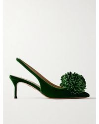 Aquazzura - Couturier 65 Pompom-Embellished Velvet Slingback Pumps - Lyst
