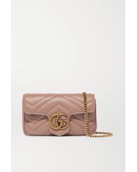 Gucci GG Marmont Super-Mini-Tasche aus Matelassé-Leder - Natur