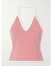 Posse - Micah Checked Knitted Halterneck Top - Lyst