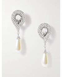 Alessandra Rich - Tone, Crystal And Faux-Pearl Clip Earrings - Lyst