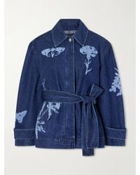 Erdem - Belted Laser-Printed Denim Jacket - Lyst