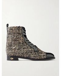 Jennifer Chamandi - Brando 20 Leather-Trimmed Tweed Ankle Boots - Lyst