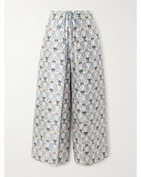 Loro Piana - Pantalon Large Raccourci En Satin De Soie Imprimé À Superposition Maynard - Lyst