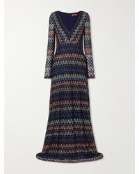 Missoni - Striped Metallic Crochet-Knit Midi Dress - Lyst