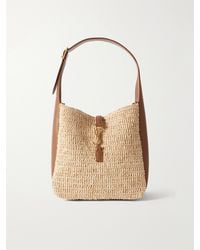 Saint Laurent - Le 5 À 7 Bea Small Leather-Trimmed Raffia Shoulder Bag - Lyst