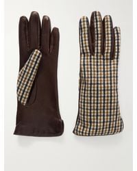 Brunello Cucinelli - Checked Wool And Leather Gloves - Lyst