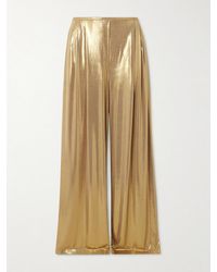 Norma Kamali - Hose Mit Weitem Bein Aus Stretch-Lamé Mit Falten - Lyst