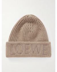 Loewe - Embroidered Ribbed Wool Beanie - Lyst