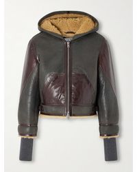 Acne Studios - Veste À Capuche En Peau Lainée Et En Cuir - Lyst