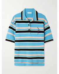Rabanne - Embroidered Striped Cotton-Blend Terry Polo Shirt - Lyst