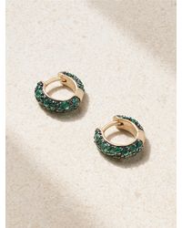 Lucy Delius - Chubby Rhodium-Plated 14-Karat Recycled Emerald Hoop Earrings - Lyst