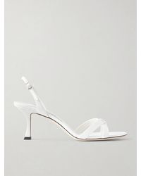 Jimmy Choo - Elsy 70 Slingback Crackled-Leather Sandals - Lyst