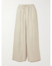Rohe - Gestreifte Seidenhose Mit Weitem Bein - Lyst