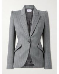 McQueen - Striped Herringbone Wool Blazer - Lyst