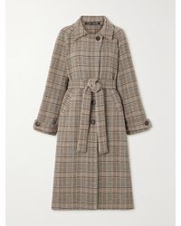 Kassl - Distressed Belted Checked Wool-Blend Coat - Lyst
