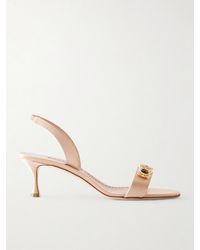 Manolo Blahnik - Cupisan 50 Embellished Satin Slingback Sandals - Lyst