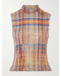 Brandon Maxwell - Piper Checked Sequined Mesh Turtleneck Top - Lyst