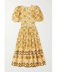 RHODE Maryam Open-back Floral-print Linen Midi Dress - Multicolour