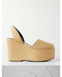 Alaïa - Slingback-Wedges Aus Stroh Mit Plateau - Lyst
