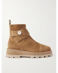 Jimmy Choo - Meena Faux Pearl-Embellished Suede Ankle Boots - Lyst