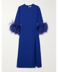 16Arlington - Billie Feather-Trimmed Twill Midi Dress - Lyst