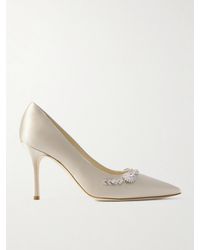 Manolo Blahnik - Lamikpump 90 Crystal-Embellished Satin Pumps - Lyst