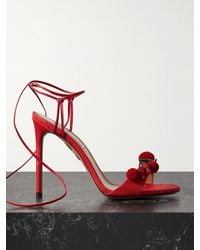 Aquazzura - Chilli 105 Embellished Raffia And Leather Sandals - Lyst