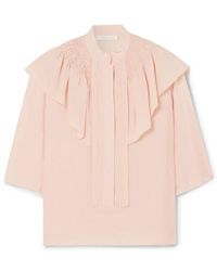Chloé Bluse Aus Seiden-crêpe Mit Volants - Mehrfarbig