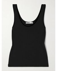 FRAME - Velvet-Trimmed Ribbed Stretch-Modal Tank - Lyst