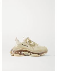 Balenciaga - Triple S Clear Sole Logo-Embroidered Faux Leather And Mesh Sneakers - Lyst