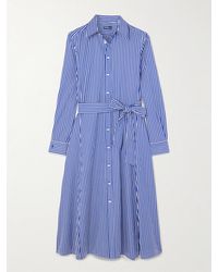 Polo Ralph Lauren - Belted Striped Cotton-Poplin Midi Shirt Dress - Lyst