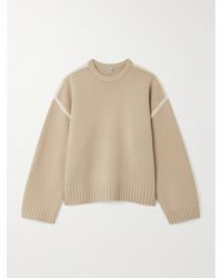 TOTEME - Oversized Embroidered Wool And Cashmere-Blend Sweater - Lyst