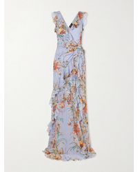 Etro - Ruffled Tiered Paisley And Floral-Print Satin Maxi Dress - Lyst
