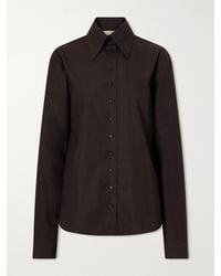 KHAITE - Ivy High-Collar Cotton-Poplin Shirt - Lyst