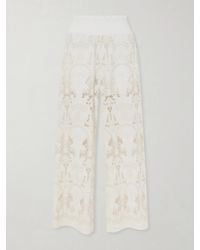 Loretta Caponi - Speranza Corded Lace Cotton-Blend Straight-Leg Pants - Lyst