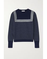 See By Chloé Striped Organic Cotton Jumper - Blue