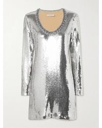 Rabanne - Embellished Sequined Mesh Mini Dress - Lyst