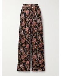 Ulla Johnson - Valencia Pleated Printed Wool-Blend Twill Wide-Leg Pants - Lyst