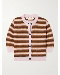 Marni - Striped Mohair Blend-Trimmed Wool Cardigan - Lyst