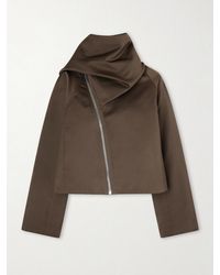 Rick Owens - Cropped Scarf Flight Satin-Shell Jacket - Lyst