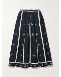 Vita Kin - Gera Embroidered Linen Midi Skirt - Lyst