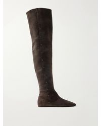 Max Mara - Maspietra Studded Paneled Suede Over-The-Knee Boots - Lyst