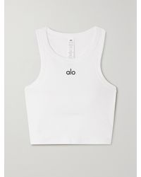 Alo Yoga - Aspire Verkürztes Tanktop Aus Geripptem Jersey Aus Einer Baumwollmischung - Lyst
