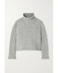 Maison Margiela Cropped Cable-knit Wool Turtleneck Jumper - Grey