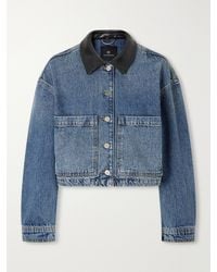 Anine Bing - Yuma Cropped Textured-Trimmed Denim Jacket - Lyst